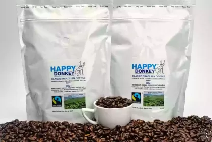 Image displaying 500g of Happy Donkey Brazilian Coffee Beans.